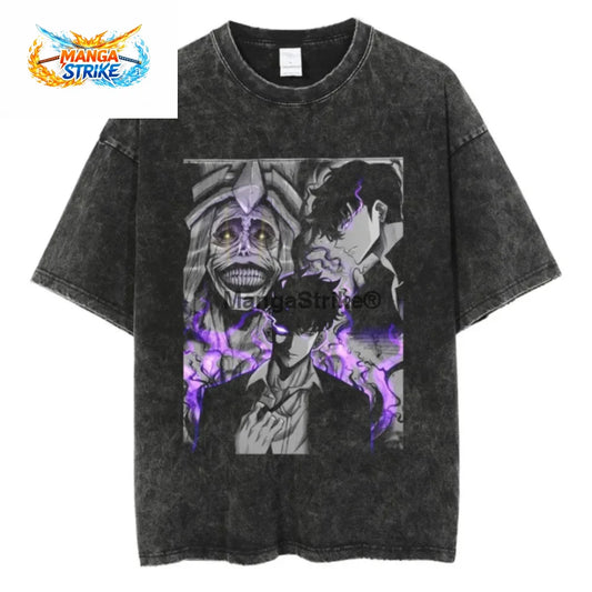 T-Shirt Solo Leveling - Oversize Système ’L’Éveil du Roi’ - XS
